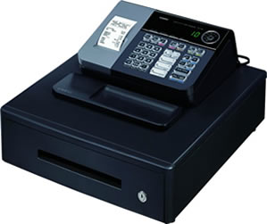 Casio se-s10 with coin, 4 note cash box. Customers can see the price of the item with the large rear